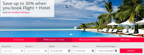 Air Arabia allows you to reserve a hotel